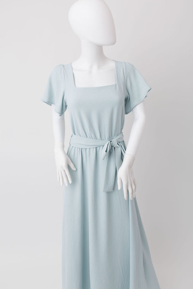 Square-Neck A-line dress. (This dress is premade only skirt length can be modified)