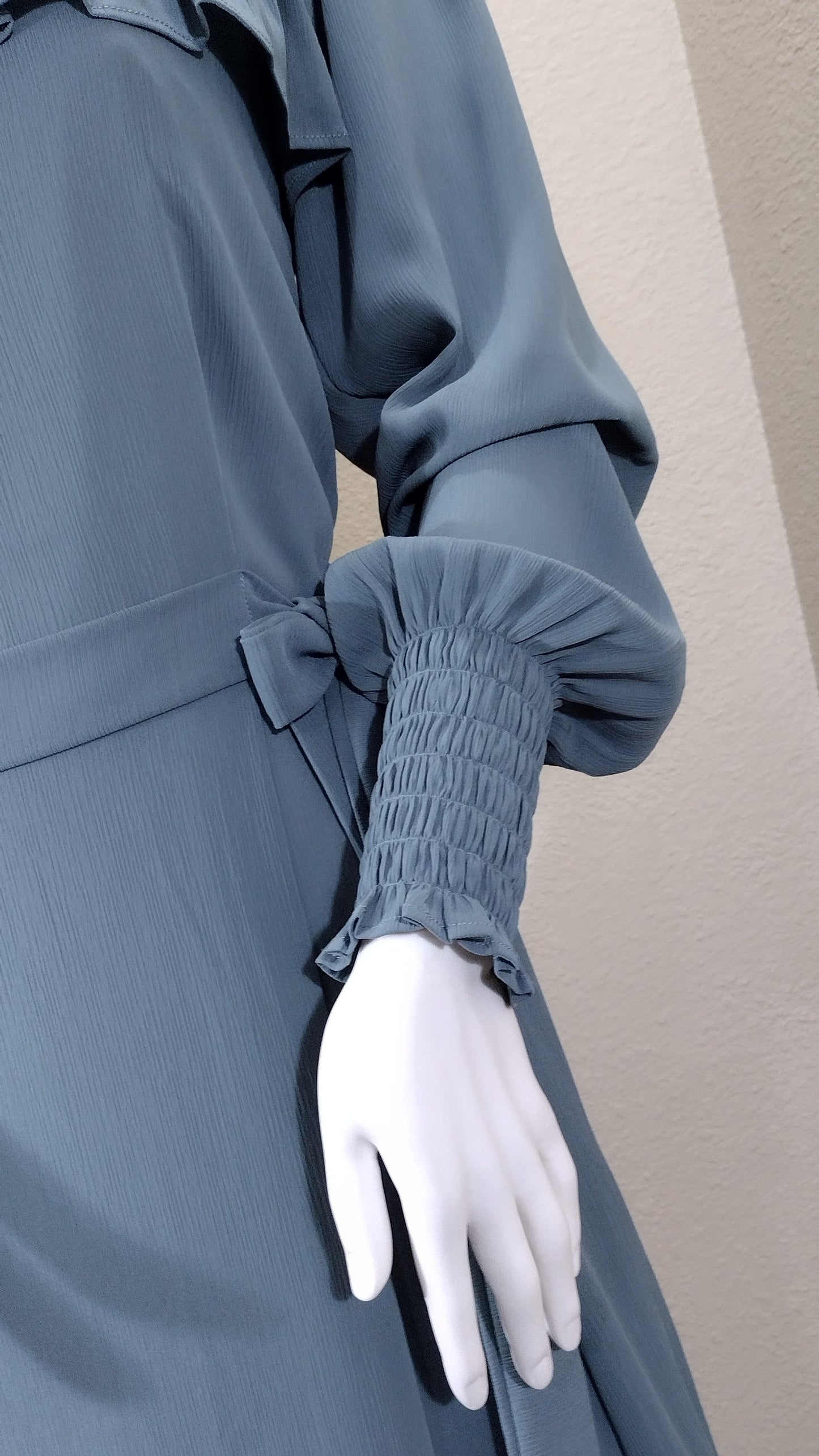 Bodice dress square neckline with ruffle detail.